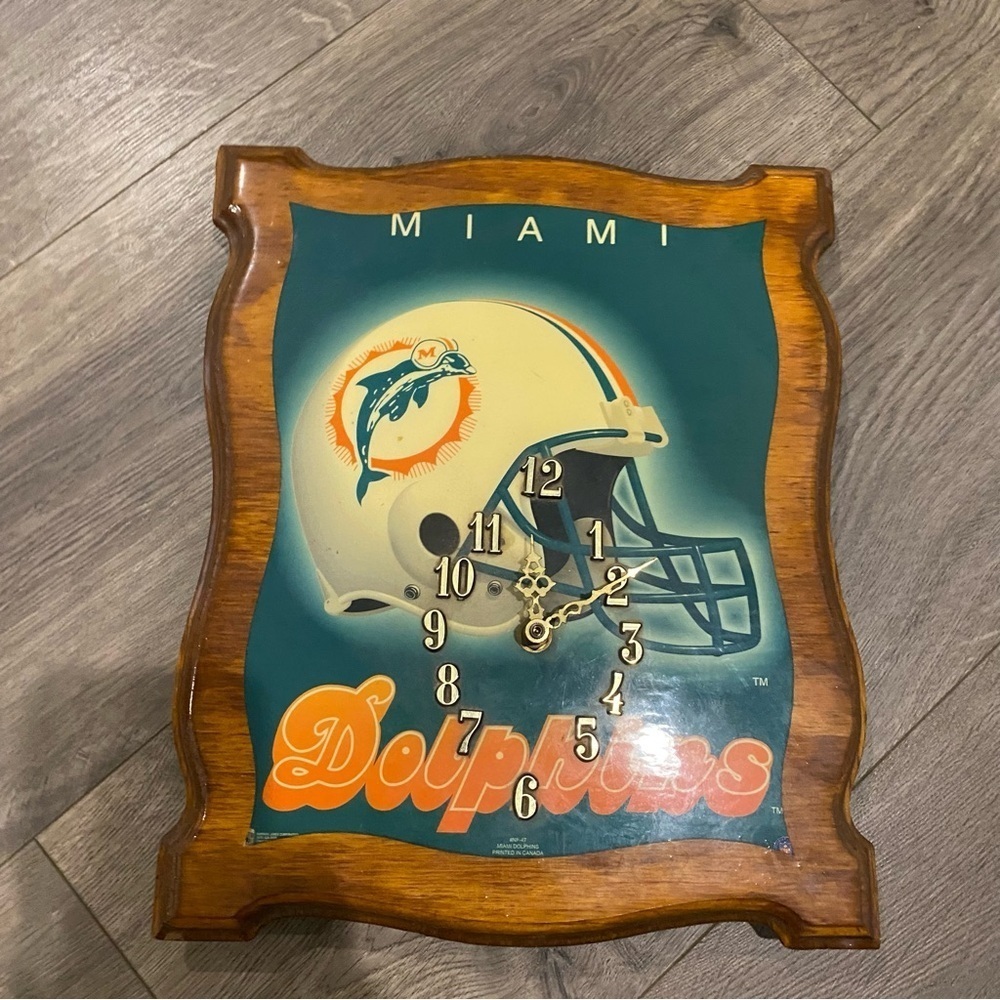 Vintage NFL Miami Dolphins Wood Clock